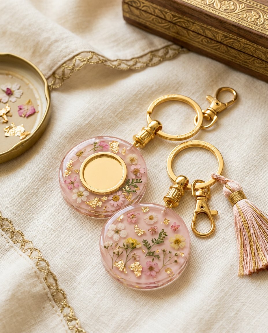 Crystal Floral Resin Keychain